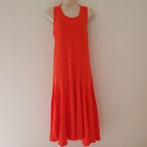 Flower Tea 100% Cotton Orange Sun Dress Size Large